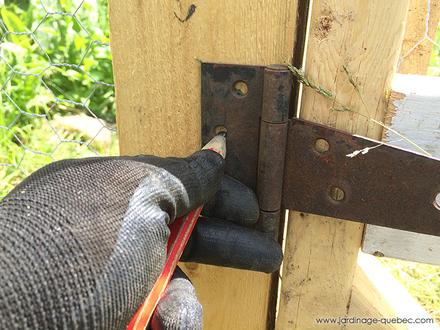 Installer les pentures de portes d'une volière