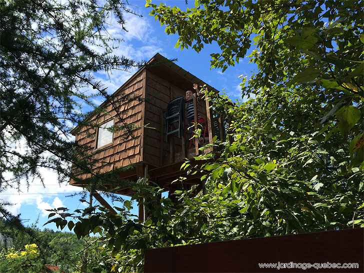 Photos Jardin L'Autre Monde - Serge Tremblay La Baie Québec - Construire une cabane dans un arbre - Idée de cabane dans un arbre Plan