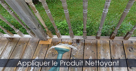 Appliquer le nettoyant à bois pour terrasse en bois traité - Rénover le bois des structures extérieures - Enlever le mildou sur le bois