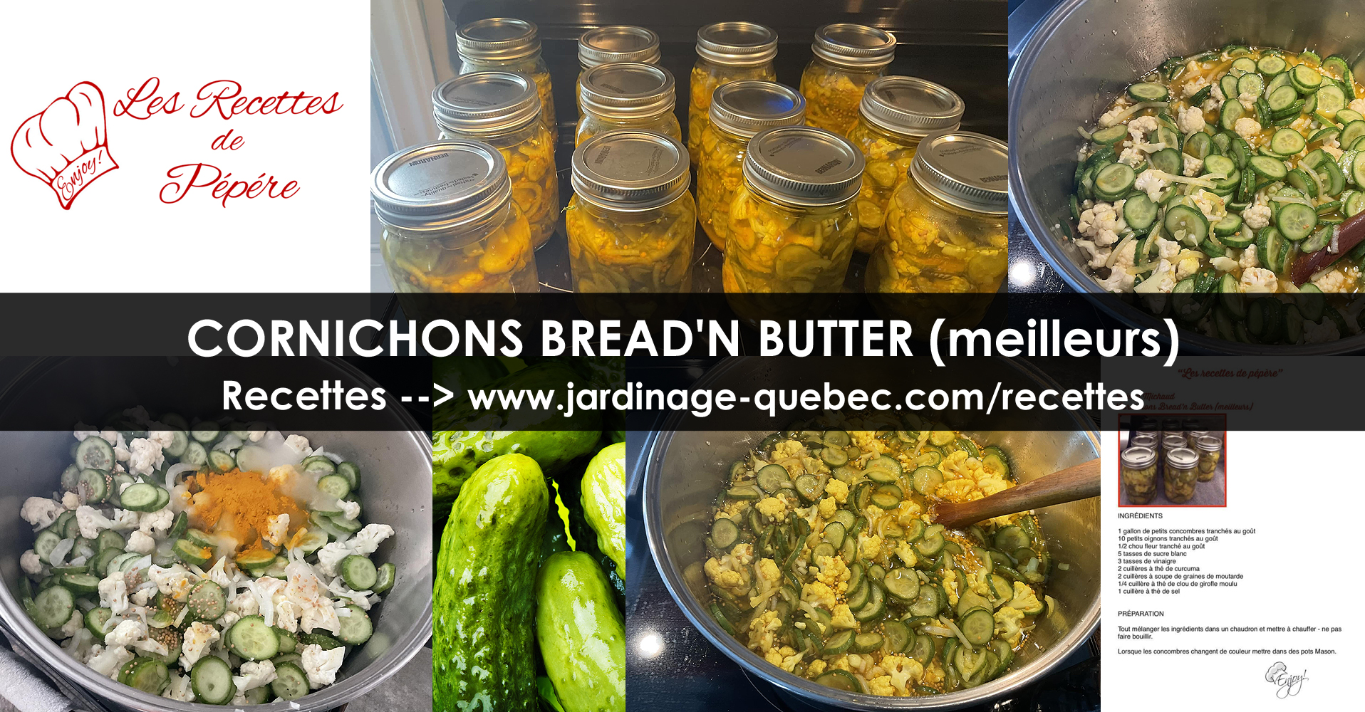 Cornichons Bread and Butter Recettes de Pépére