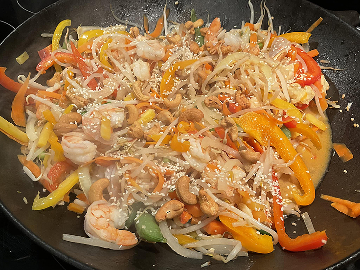 Recette de Stir Fry crevettes petoncles miel et ail