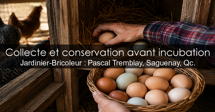 Collecte des oeufs de poules au poulailler