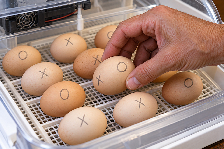 Positionnement des oeufs dans la couveuse