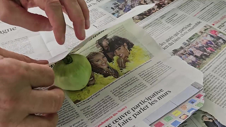 Envelopper les tomates dans du papier journal