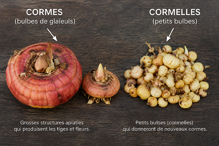 Cormes et cormelles de glaïeuls
